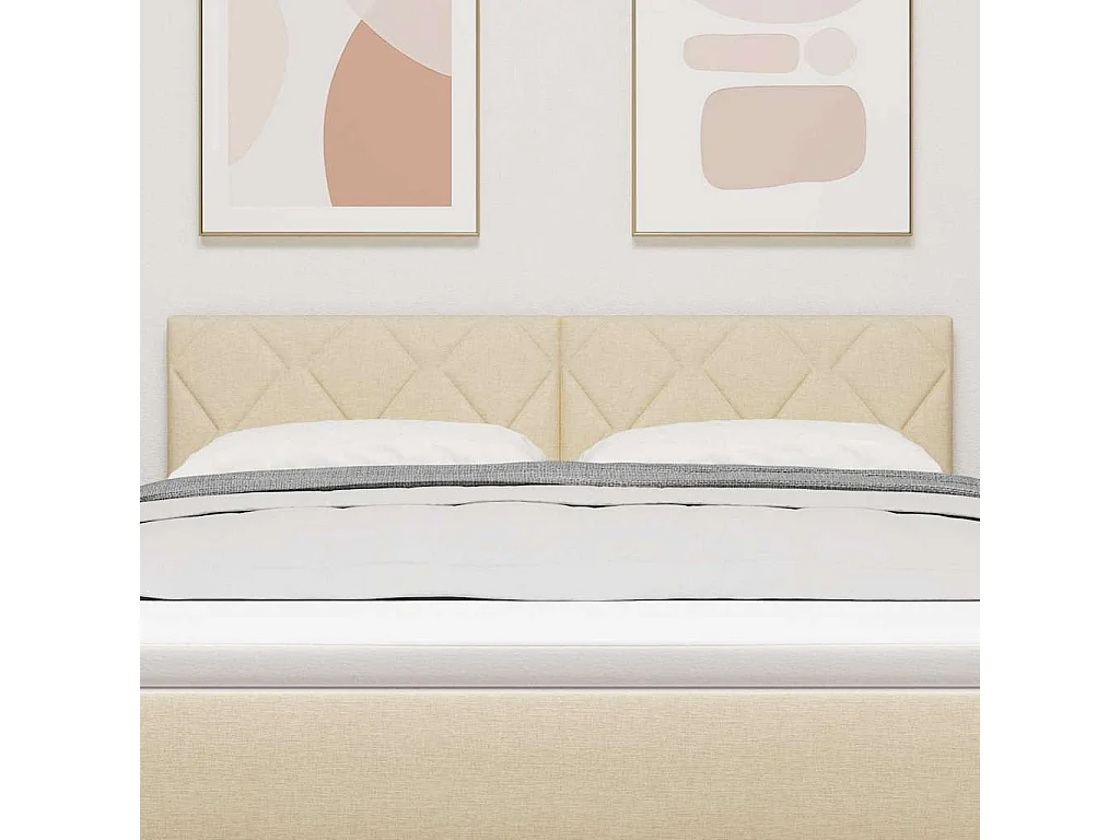 Tête de Lit | Panneau de tête pour lit Moderne en Tissu Geometric Manuel Crème 160 cm tissu