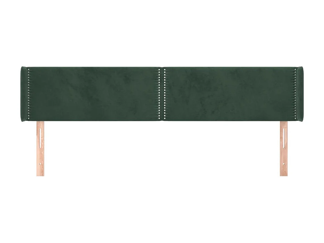 Tête de Lit | Panneau de tête pour lit Moderne avec oreilles Vert foncé 183x16x78/88 cm Velours