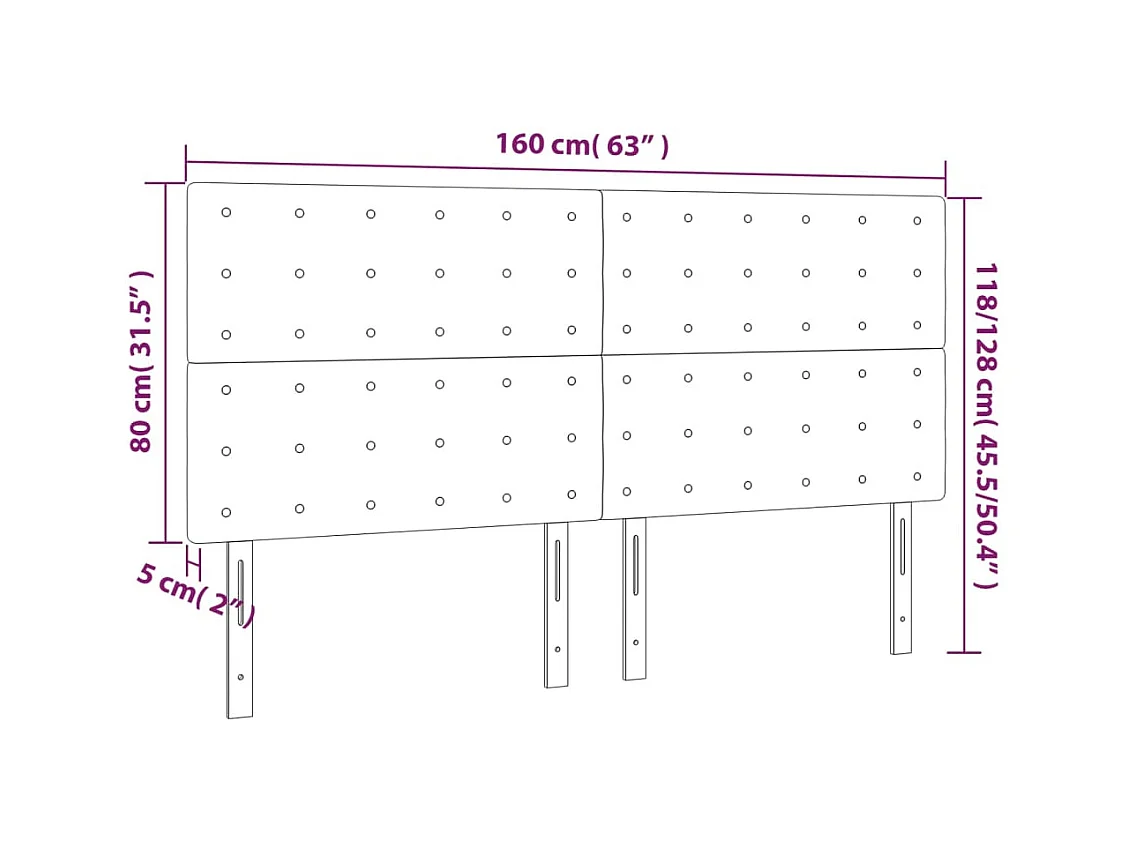 Cabecero | Cabezal de Cama | Mueble cabecero con luces LED cuero sintético gris 160x5x118/128 cm