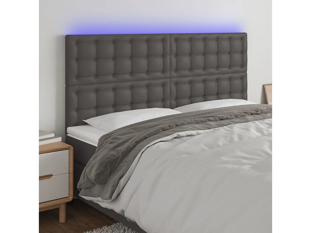 Hoofdbord | Hoofdeinde LED 160x5x118/128 cm kunstleer grijs