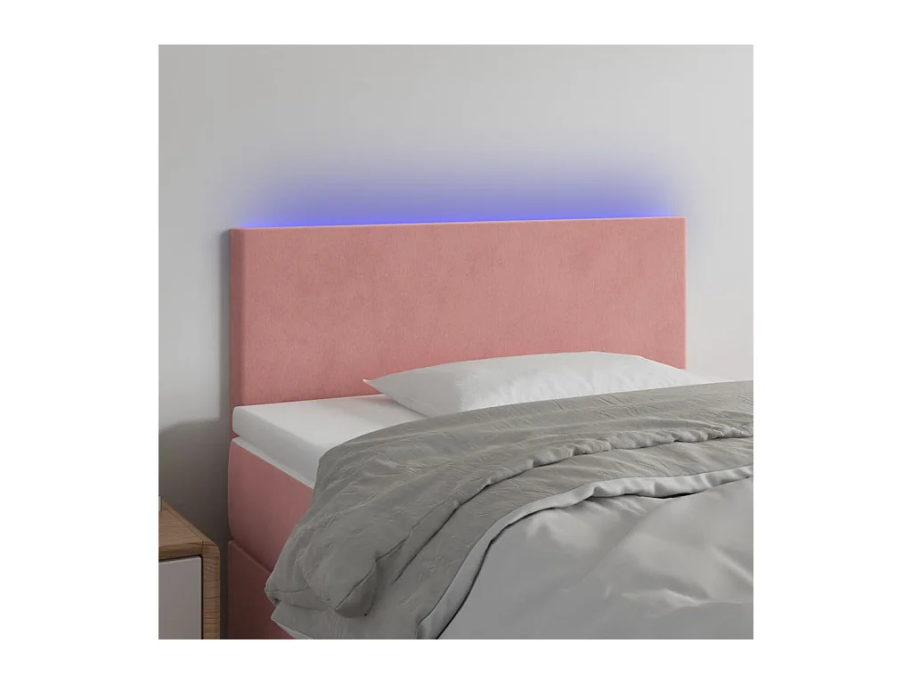 Cabecero | Cabezal de Cama | Mueble cabecero con LED de terciopelo rosa 80x5x78/88 cm