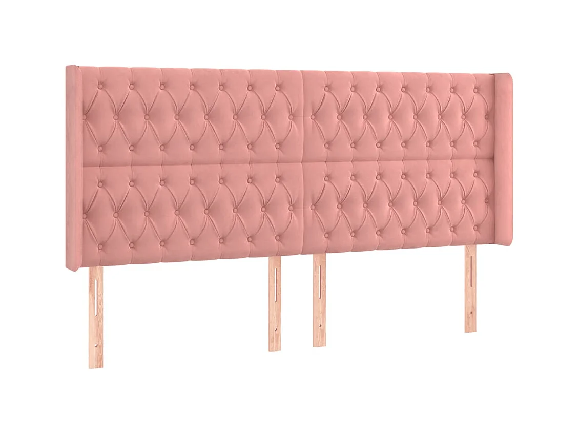 Tête de Lit | Panneau de tête pour lit Moderne à LED Rose 203x16x118/128 cm Velours