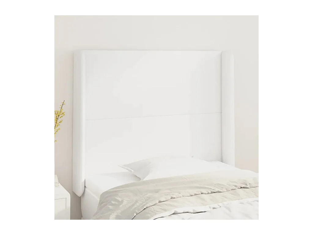 Tête de Lit | Panneau de tête pour lit Moderne avec oreilles Blanc 103x16x118/128 cm Similicuir