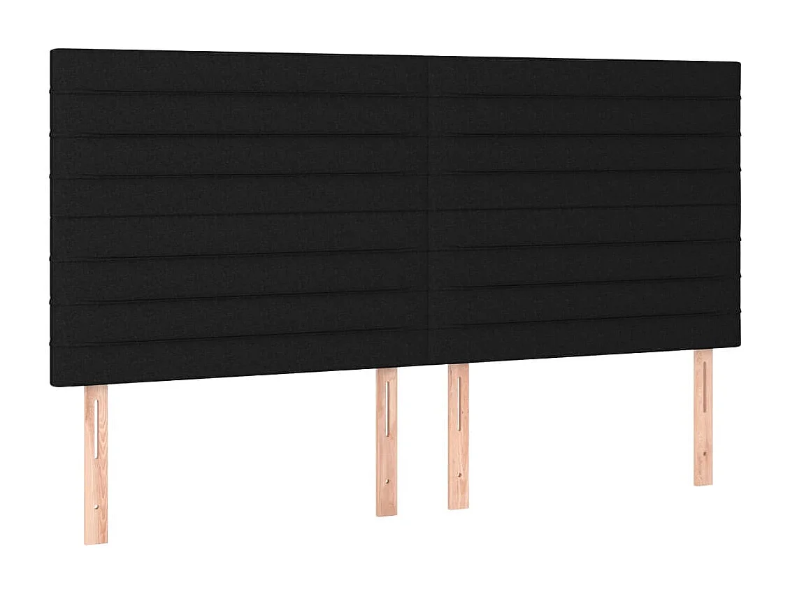 Cabeceros | Cabezal de cama | Mueble de cabecero 4 unidades de tela negro 90x5x78/88 cm