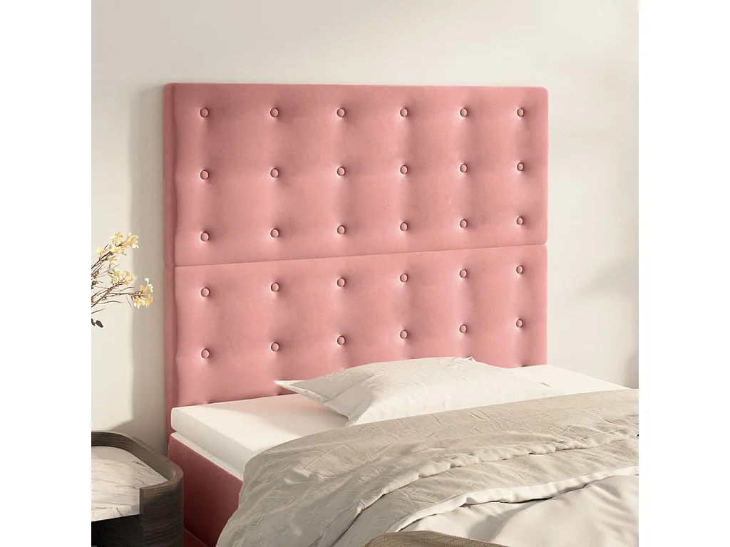 Têtes de lit | Panneaux de tête pour lit Moderne 2 pcs Rose 90x5x78/88 cm Velours