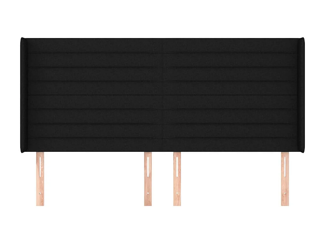 Tête de Lit | Panneau de tête pour lit Moderne avec oreilles Noir 183x16x118/128 cm Tissu