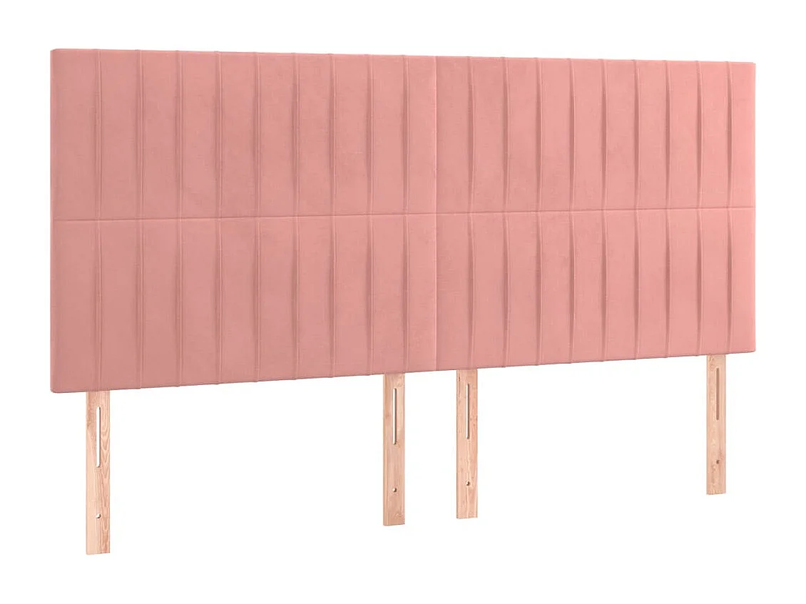 Tête de Lit | Panneau de tête pour lit Moderne à LED Rose 200x5x118/128 cm Velours