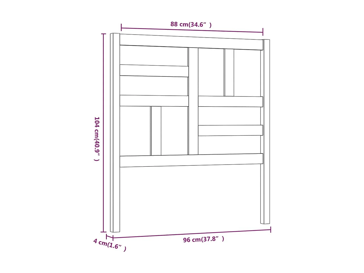 Tête de Lit | Panneau de tête pour lit Moderne 96x4x104 cm Bois massif de pin