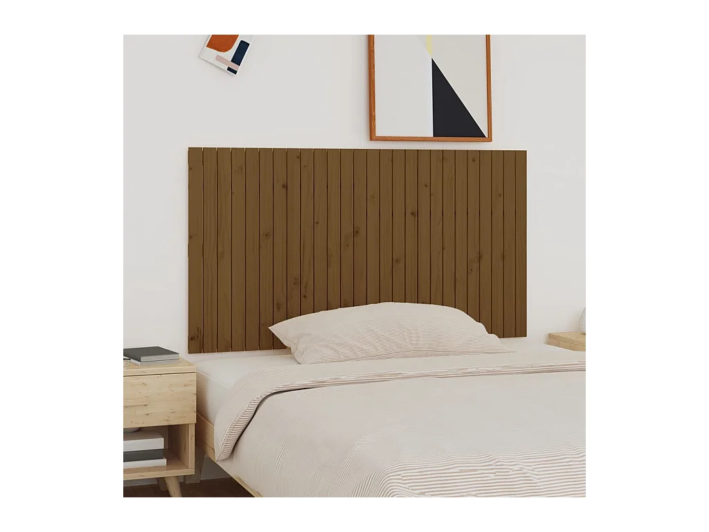 Tête de lit murale | Panneau de tête pour lit Moderne  Marron miel 166x3x90 cm Bois massif de pin