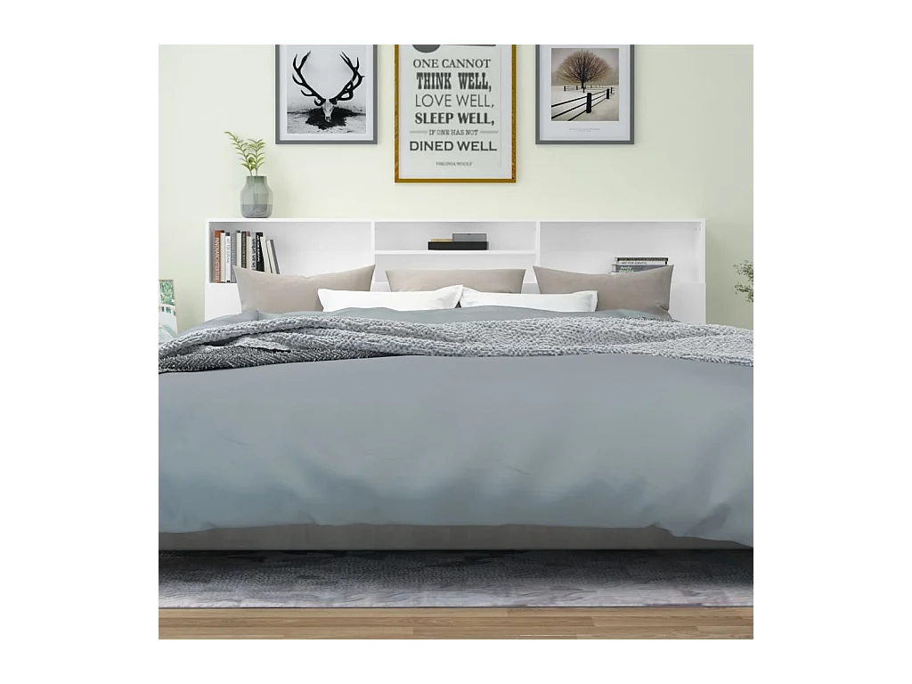 Cabecero de Cama | Cabezal de Cama | Mueble cabecero blanco 220x19x103,5 cm