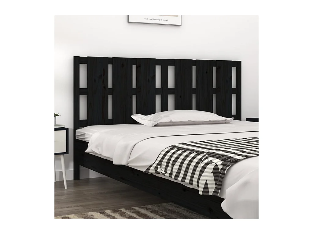 Tête de Lit | Panneau de tête pour lit Moderne Noir 165,5x4x100 cm Bois massif de pin