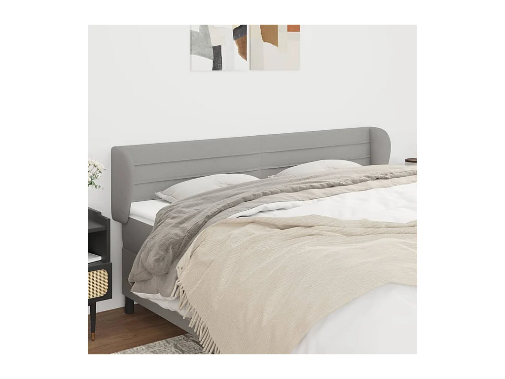 Tête de Lit | Panneau de tête pour lit Moderne avec oreilles Gris clair 183x23x78/88 cm Tissu