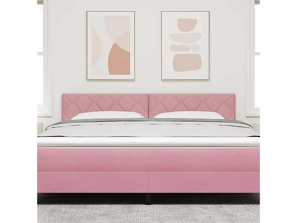 Mueble cabecero | Cabecero | Cabezal de cama LED con luces de tiras LED Rosa 180 cm Terciopelo