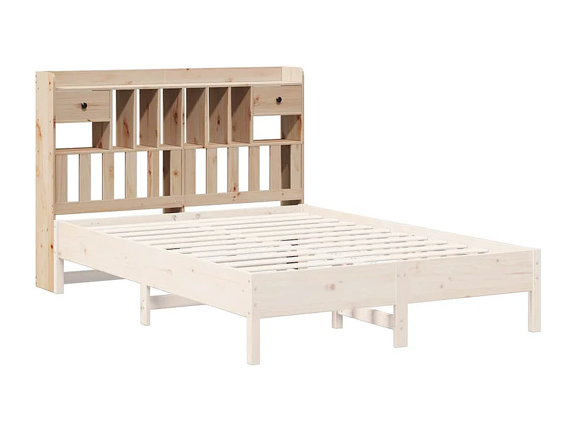 Cabecero de Cama | Cabezal de cama | Mueble de cabecero con almacenaje madera maciza de pino 140 cm