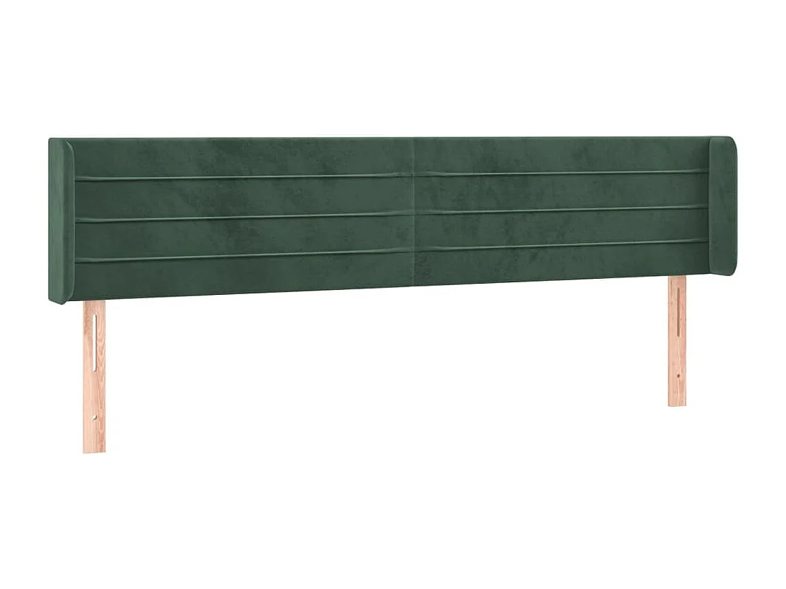 Tête de Lit | Panneau de tête pour lit Moderne avec oreilles Vert foncé 163x16x78/88 cm Velours