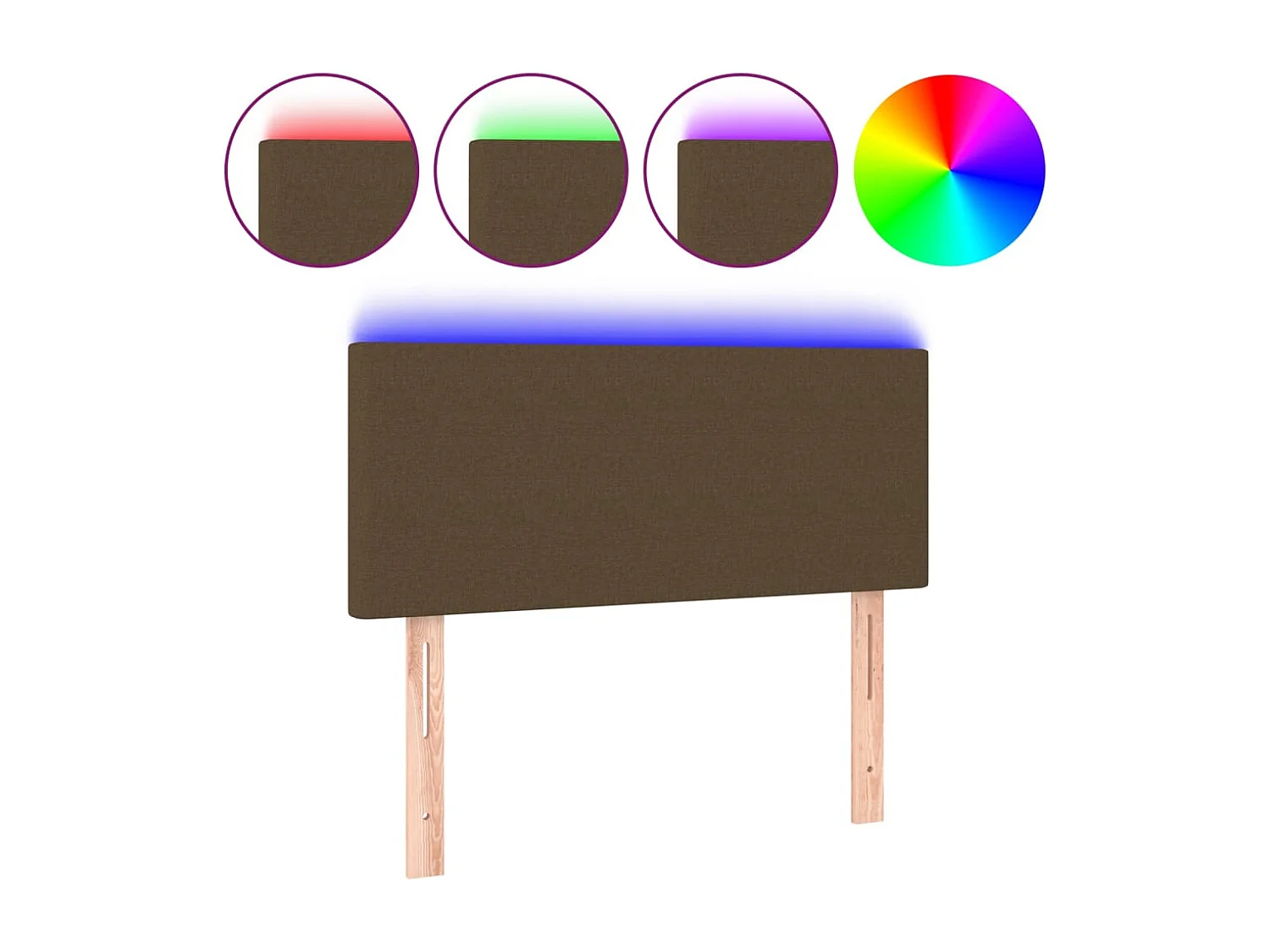 Tête de Lit | Panneau de tête pour lit Moderne à LED Marron Foncé 80x5x78/88 cm Tissu