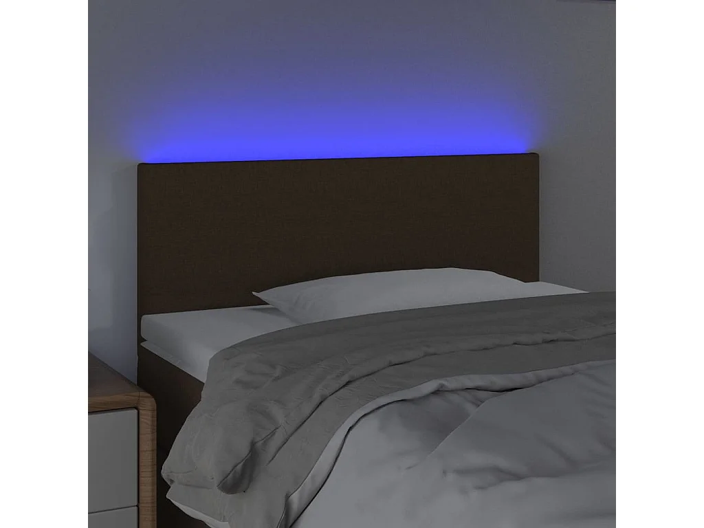 Tête de Lit | Panneau de tête pour lit Moderne à LED Marron Foncé 80x5x78/88 cm Tissu