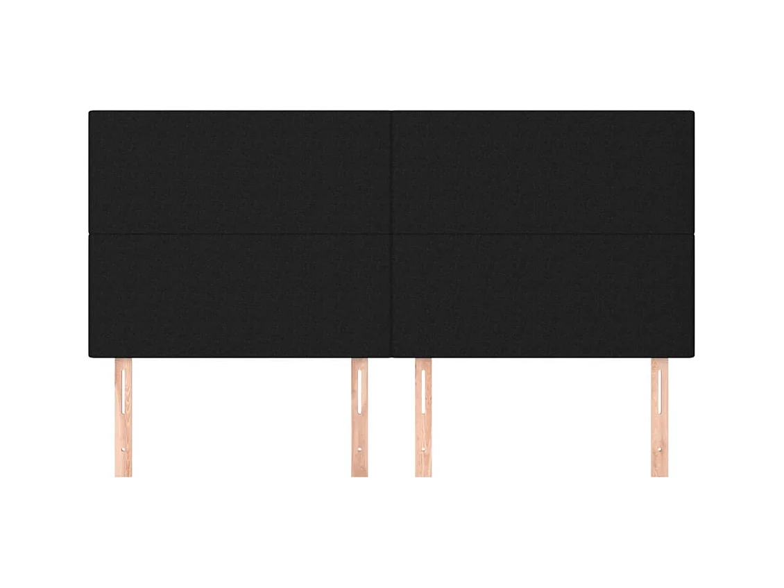 Cabeceros | Cabezal de cama | Mueble de cabecero 4 unidades de tela negro 100x5x78/88 cm