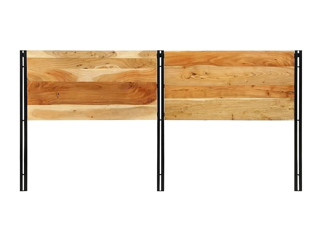 Mueble cabecero | Cabecero | Cabezal de cama 200 cm Madera Maciza Acacia y Hierro