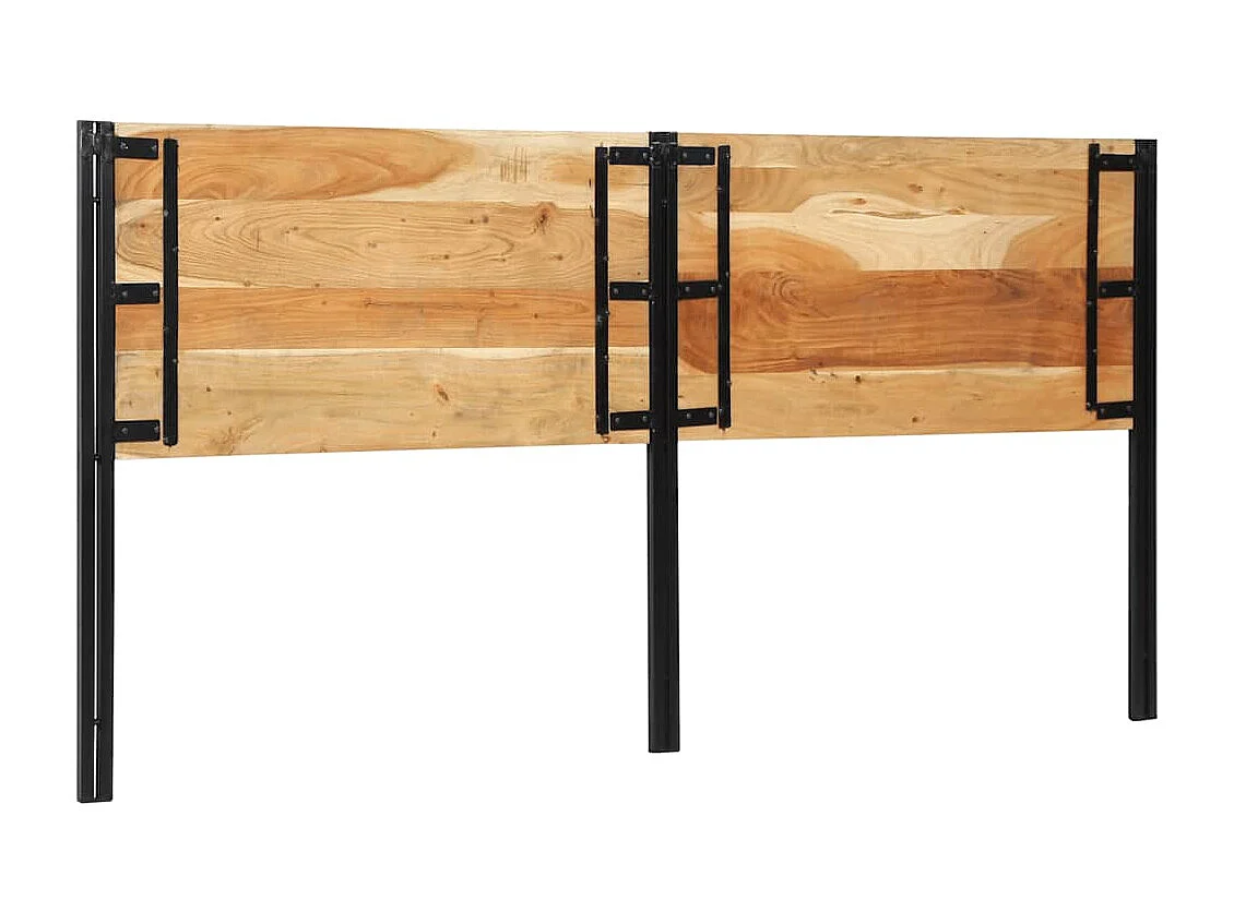 Mueble cabecero | Cabecero | Cabezal de cama 200 cm Madera Maciza Acacia y Hierro