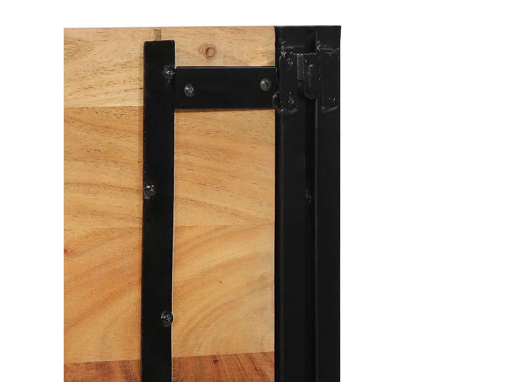 Mueble cabecero | Cabecero | Cabezal de cama 200 cm Madera Maciza Acacia y Hierro