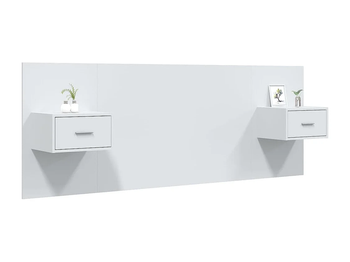 Tête de Lit avec rangement | Tête de lit avec armoires Blanc Bois d'ingénierie