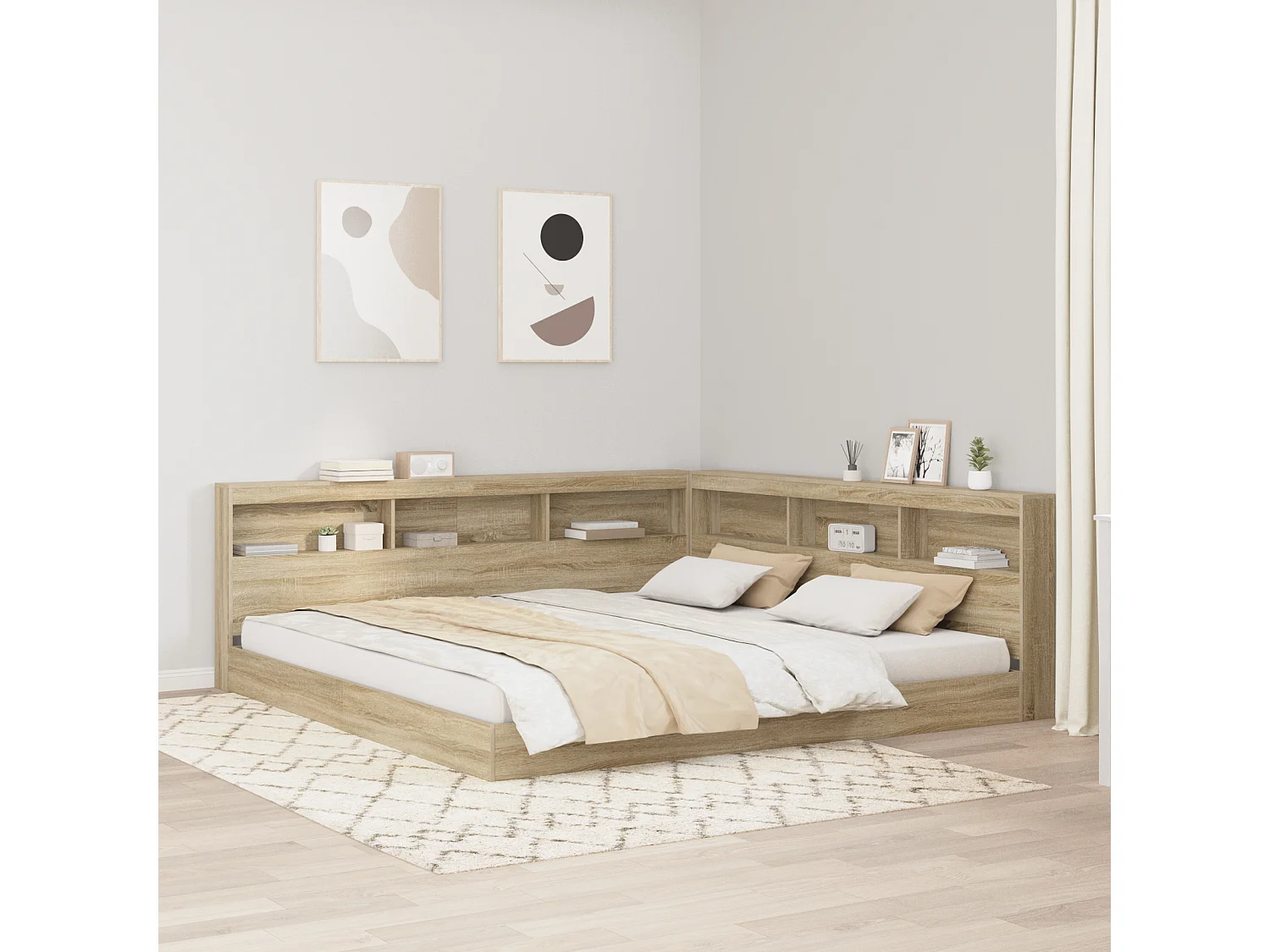 Tête de Lit de rangement | Panneau de tête pour lit Chêne sonoma 200 cm Bois d'ingénierie