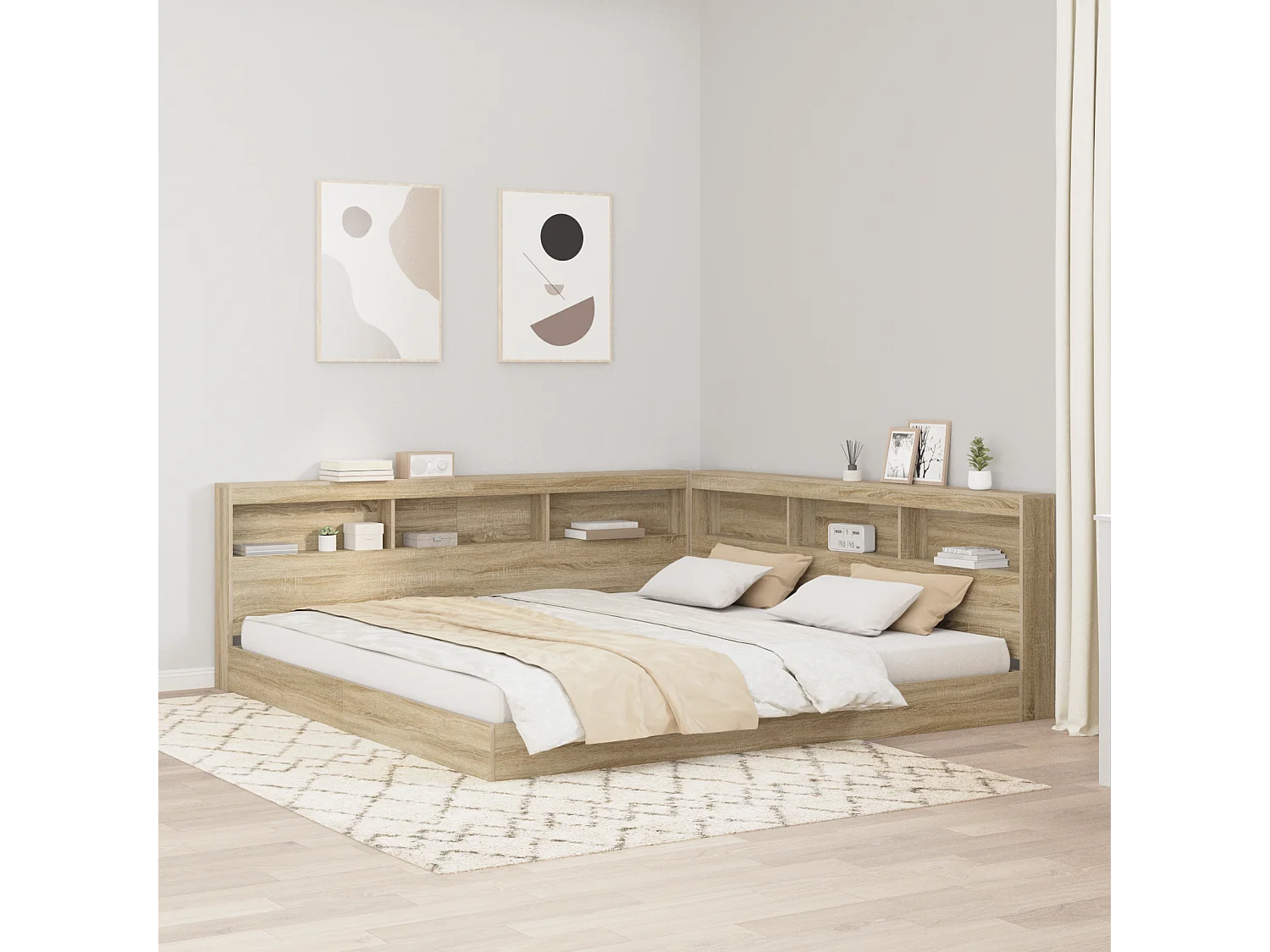 Tête de Lit de rangement | Panneau de tête pour lit Chêne sonoma 200 cm Bois d'ingénierie