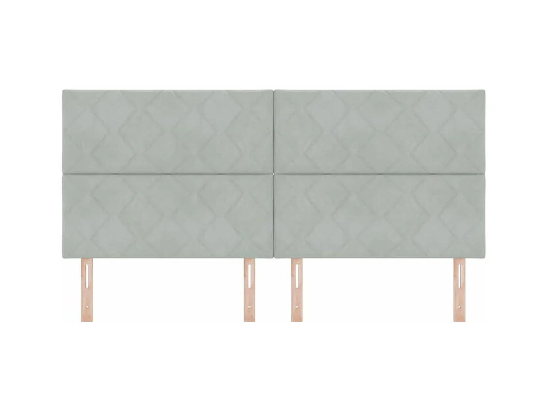 Tête de lit Montage mural | Panneau de tête pour lit Moderne  Géométrique Gris clair 200 cm Velours