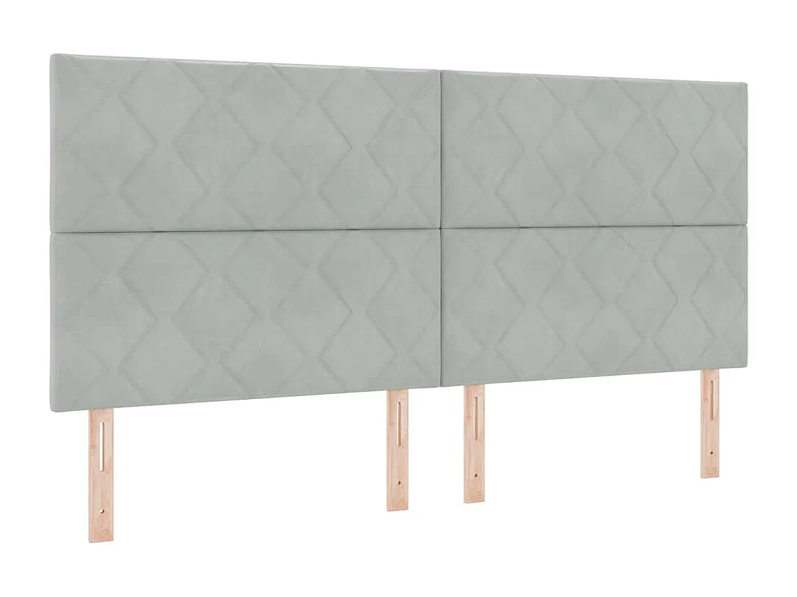 Tête de lit Montage mural | Panneau de tête pour lit Moderne  Géométrique Gris clair 200 cm Velours
