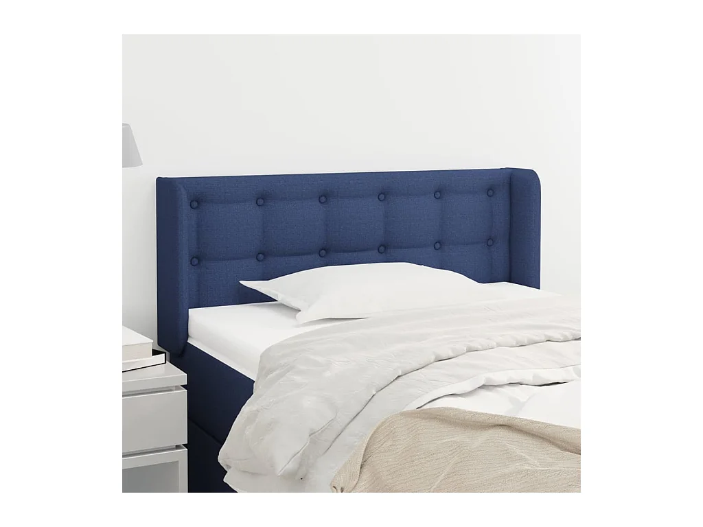 Mueble cabecero | Cabezal de cama | Cabecero de tela azul 103x16x78/88 cm