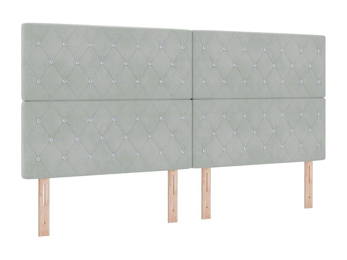 Tête de Lit | Panneau de tête pour lit Moderne en Velours Argyle Manuel Gris clair 200 cm Velours