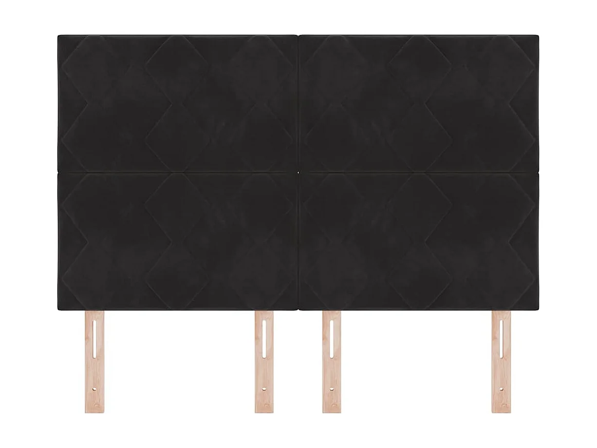 Tête de lit Montage mural | Panneau de tête pour lit Moderne  Géométrique Noir 144 cm Velours