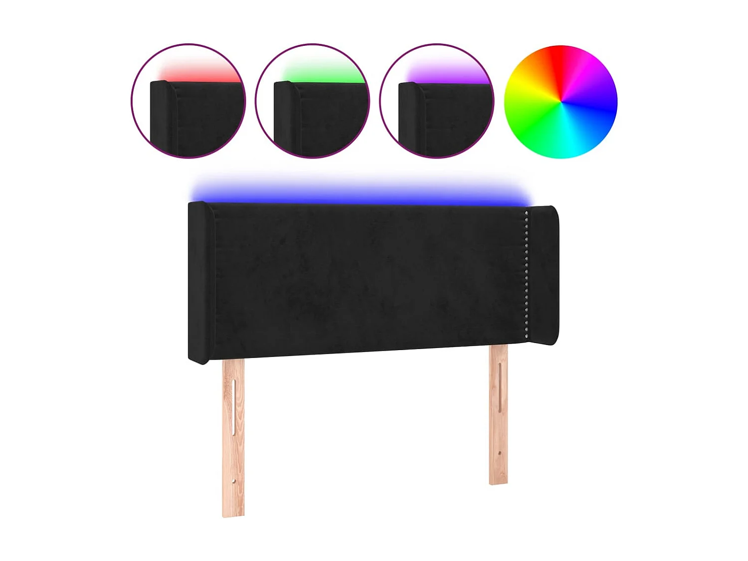 Hoofdbord | Hoofdeinde LED 103x16x78/88 cm fluweel zwart