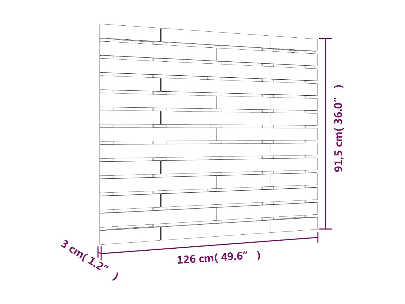 Cabecero cama | Cabezal de cama | Mueble de cabecero de pared madera maciza pino negro 126x3x91,5 cm