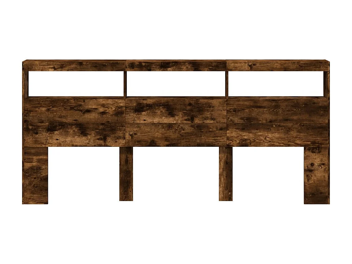 Cabecero de Cama | Cabezal de cama | Mueble de cabecero con luz LED roble ahumado 220x17x102 cm