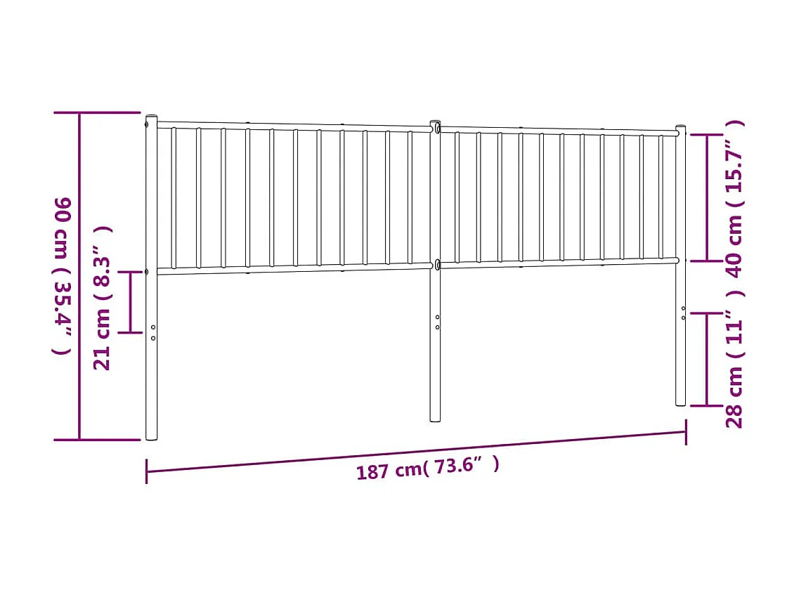 Mueble cabecero | Cabezal de cama | Cabecero de metal negro 180 cm