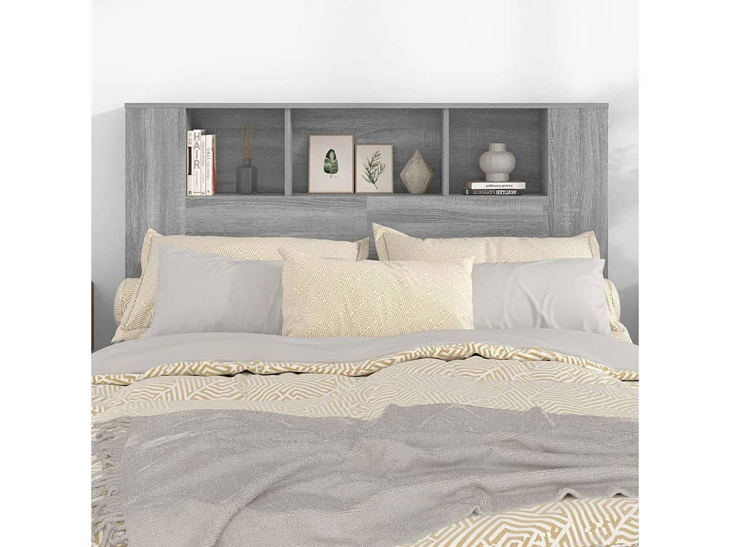 Tête de Lit avec rangement | Armoire de tête de lit Sonoma gris 140x18,5x104,5 cm