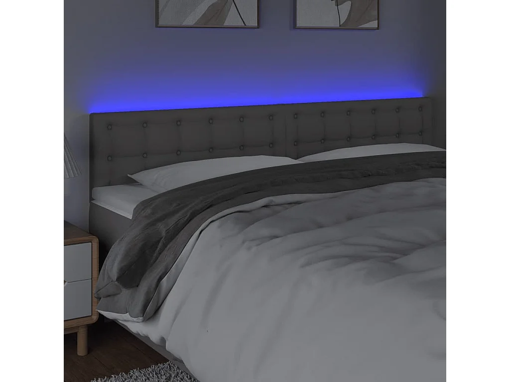 Hoofdbord | Hoofdeinde LED 200x5x78/88 cm kunstleer grijs