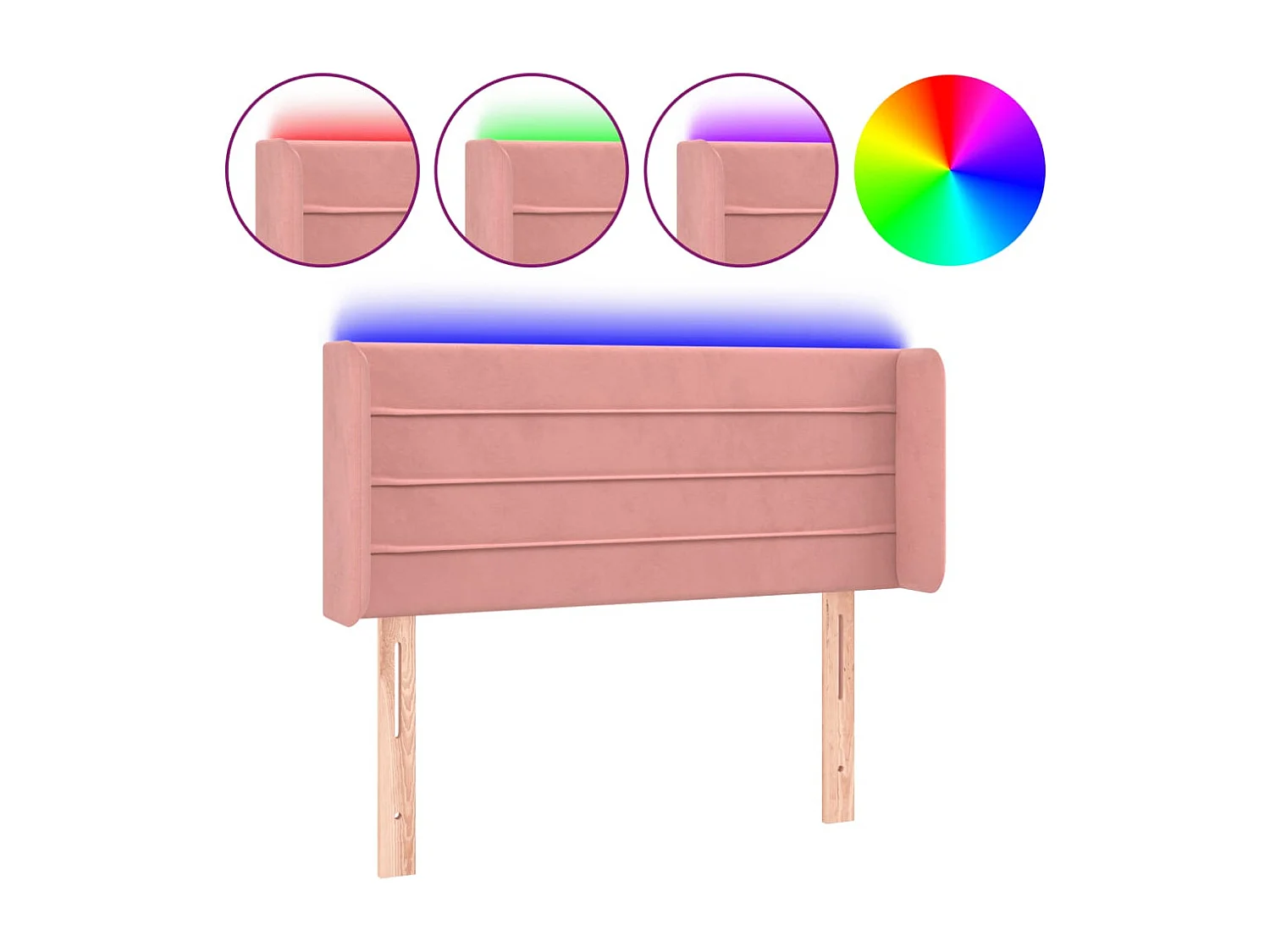 Hoofdbord | Hoofdeinde LED 83x16x78/88 cm fluweel roze