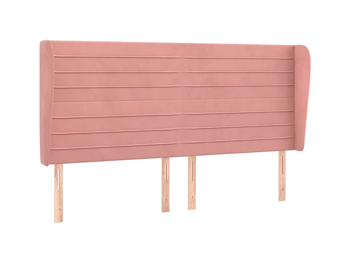 Tête de Lit | Panneau de tête pour lit Moderne avec oreilles Rose 163x23x118/128 cm Velours