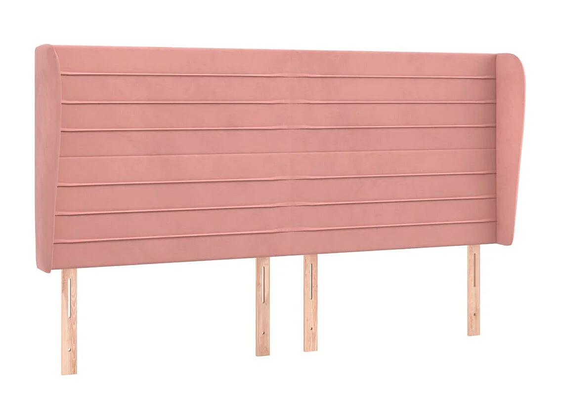Tête de Lit | Panneau de tête pour lit Moderne avec oreilles Rose 163x23x118/128 cm Velours
