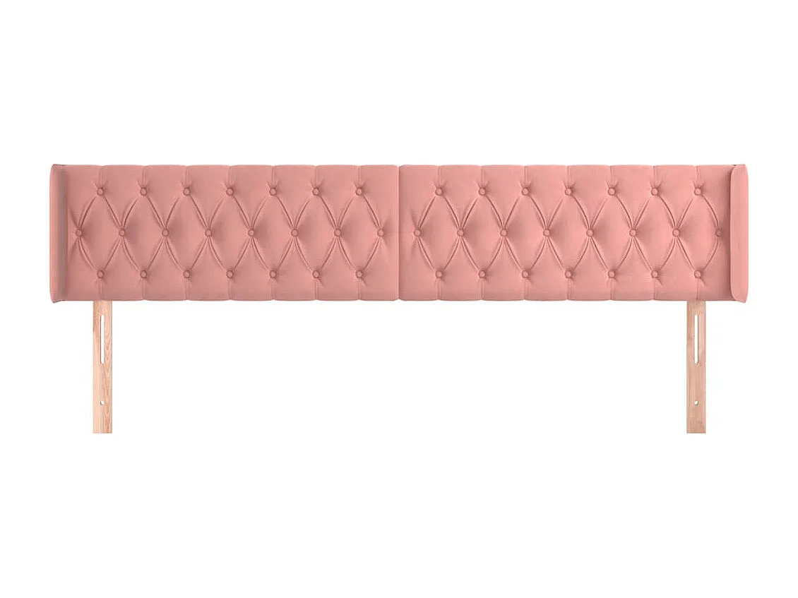 Tête de Lit | Panneau de tête pour lit Moderne avec oreilles Rose 183x16x78/88 cm Velours
