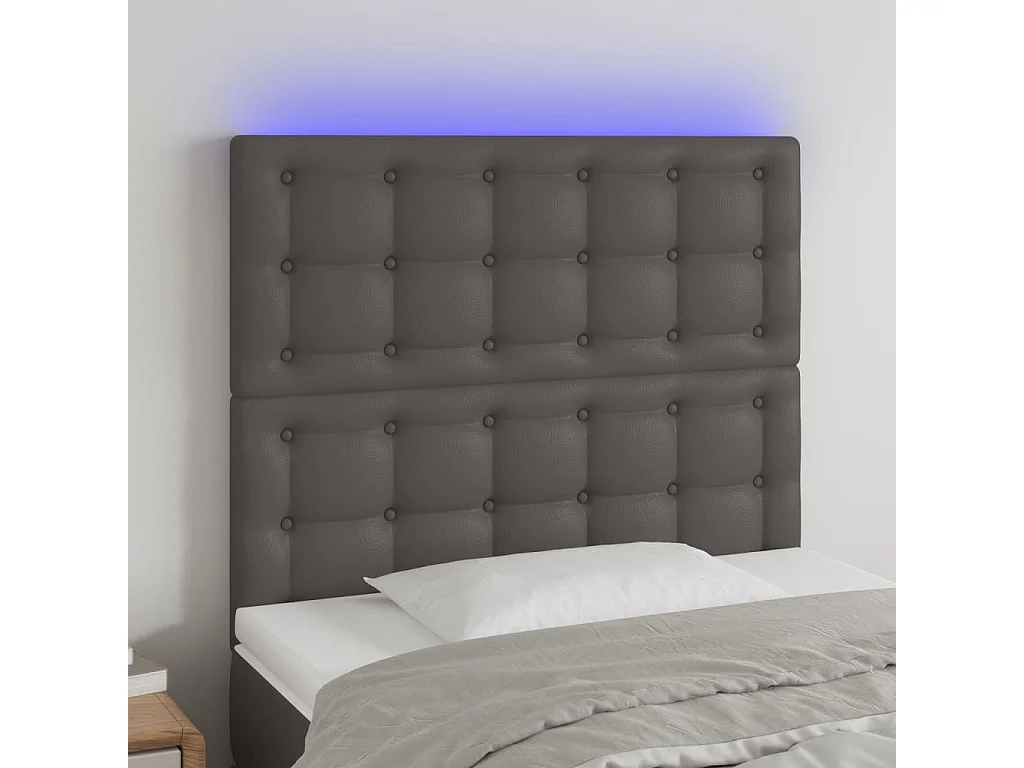 Hoofdbord | Hoofdeinde LED 80x5x118/128 cm kunstleer grijs
