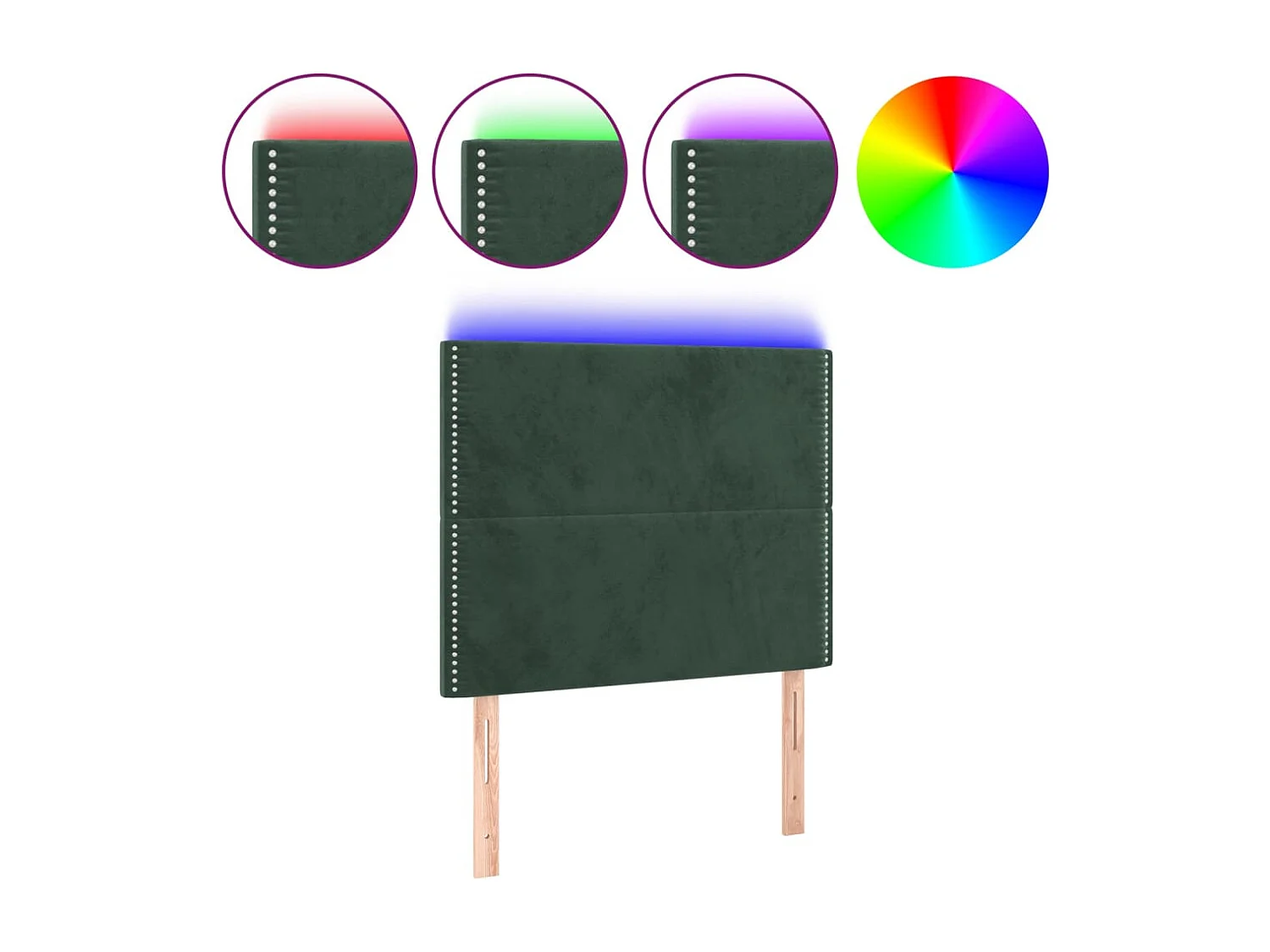 Hoofdbord | Hoofdeinde LED 100x5x118/128 cm fluweel donkergroen