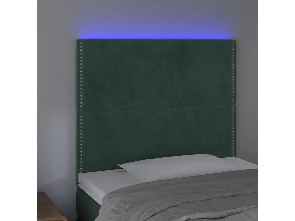 Hoofdbord | Hoofdeinde LED 100x5x118/128 cm fluweel donkergroen