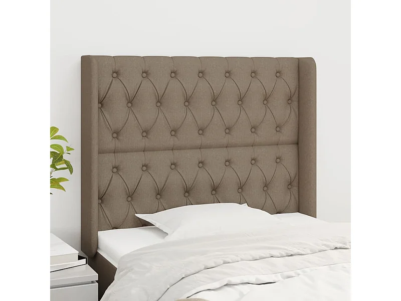 Tête de Lit | Panneau de tête pour lit Moderne avec oreilles Taupe 103x16x118/128 cm Tissu