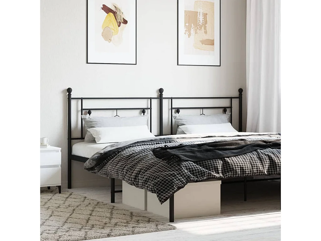 Tête de Lit | Panneau de tête pour lit Moderne métal noir 193 cm