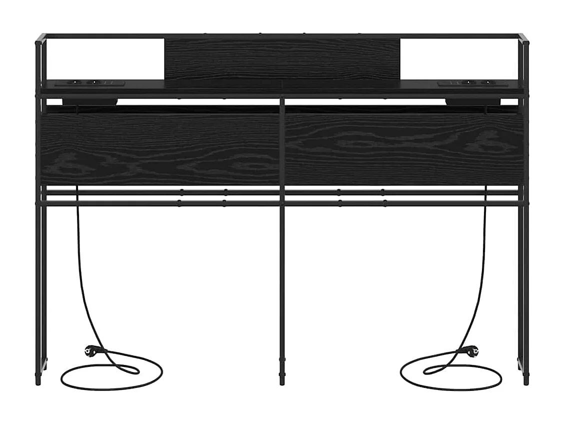 Mueble cabecero con almacenamiento | Cabecera de almacenamiento con estante Roble negro 150 cm