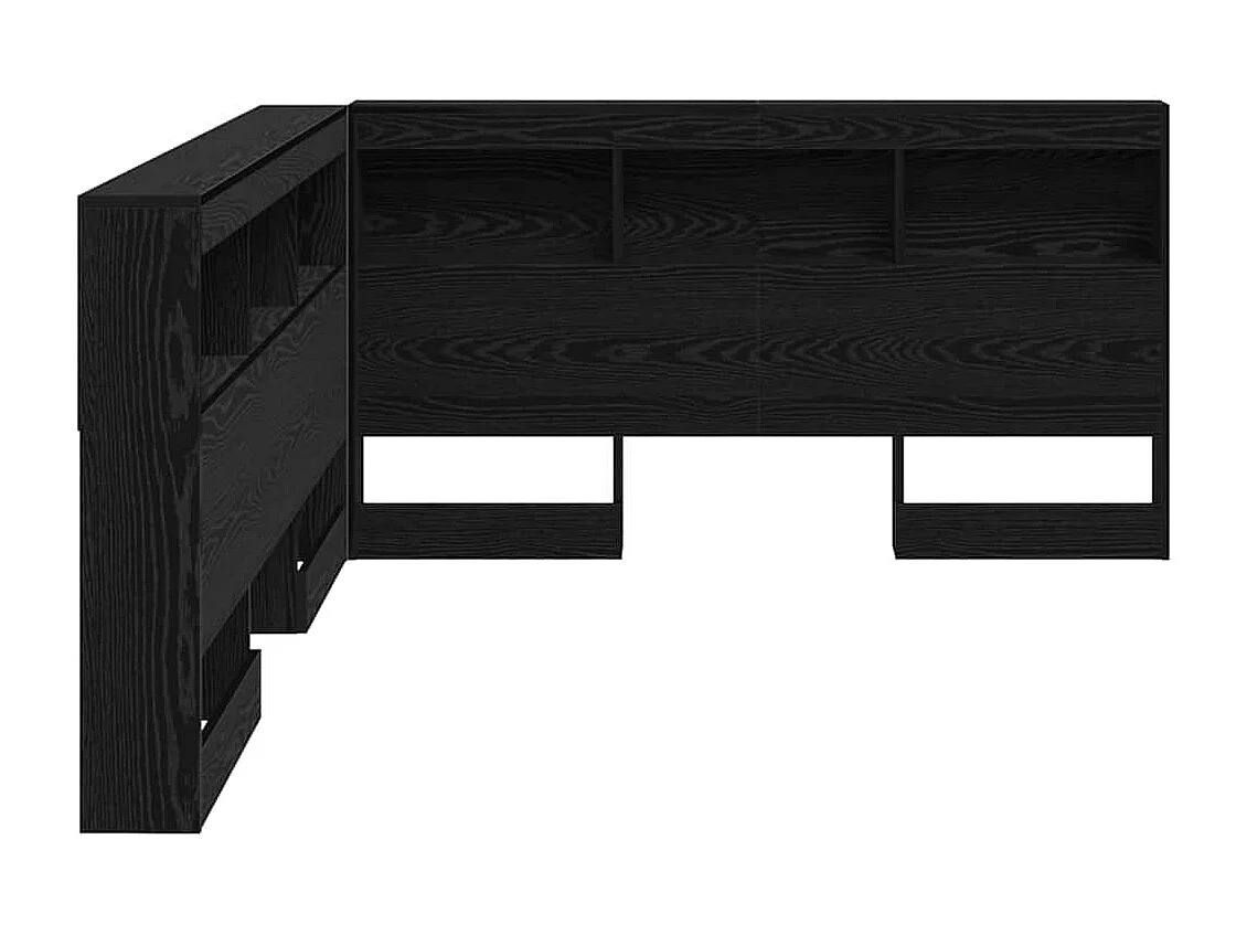 Mueble cabecero con almacenamiento | Cabecera de almacenamiento con estante Roble negro 135 cm